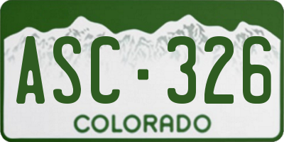CO license plate ASC326