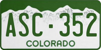 CO license plate ASC352