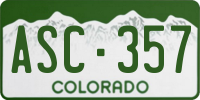 CO license plate ASC357