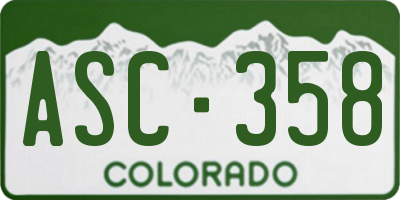 CO license plate ASC358