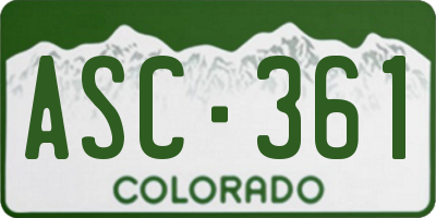CO license plate ASC361