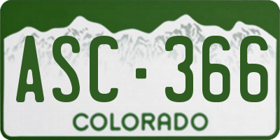 CO license plate ASC366