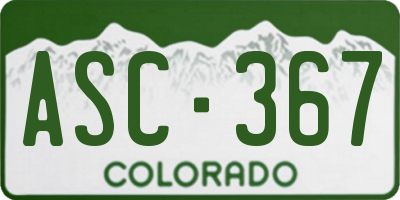 CO license plate ASC367