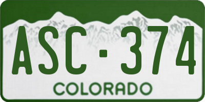 CO license plate ASC374