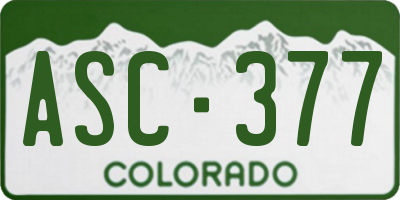 CO license plate ASC377