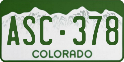 CO license plate ASC378