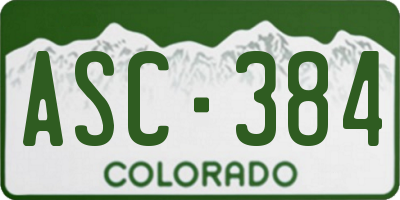CO license plate ASC384