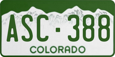 CO license plate ASC388