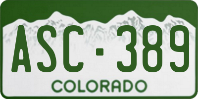 CO license plate ASC389