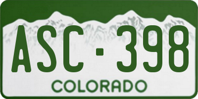 CO license plate ASC398