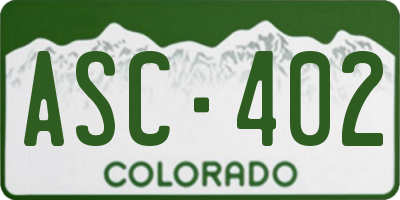 CO license plate ASC402