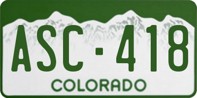 CO license plate ASC418