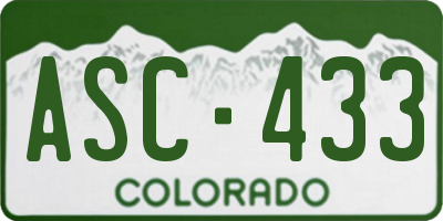 CO license plate ASC433