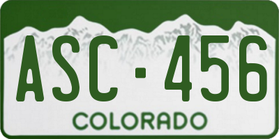 CO license plate ASC456