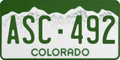 CO license plate ASC492