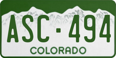 CO license plate ASC494