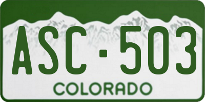 CO license plate ASC503