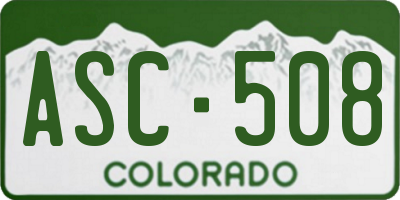CO license plate ASC508