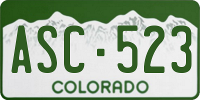 CO license plate ASC523