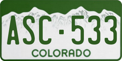 CO license plate ASC533