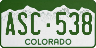 CO license plate ASC538