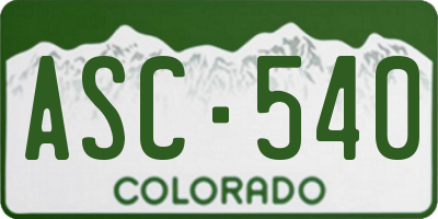 CO license plate ASC540