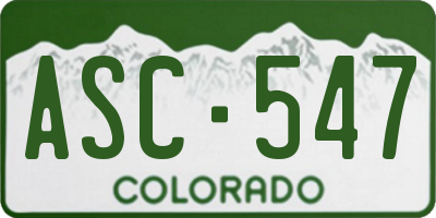 CO license plate ASC547