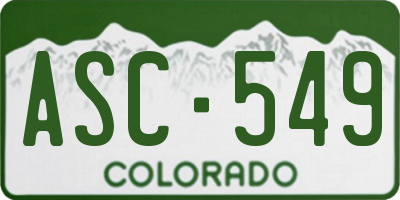 CO license plate ASC549