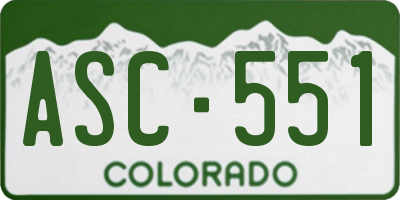 CO license plate ASC551