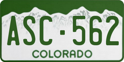 CO license plate ASC562