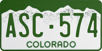 CO license plate ASC574