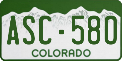 CO license plate ASC580