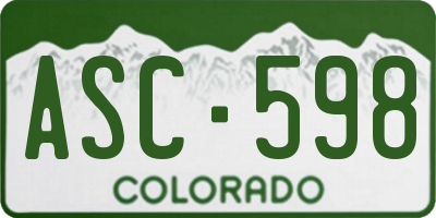 CO license plate ASC598