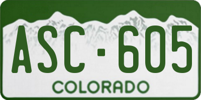 CO license plate ASC605