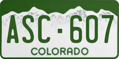 CO license plate ASC607