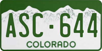 CO license plate ASC644