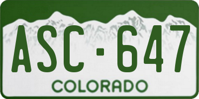 CO license plate ASC647