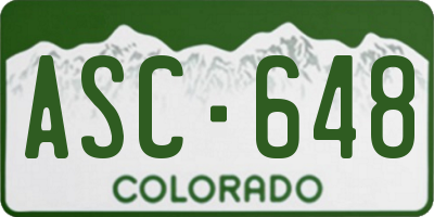 CO license plate ASC648