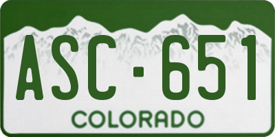 CO license plate ASC651