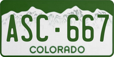 CO license plate ASC667