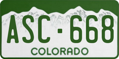 CO license plate ASC668