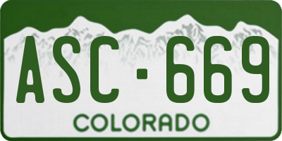 CO license plate ASC669