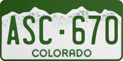 CO license plate ASC670
