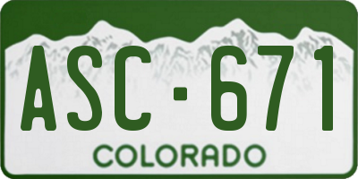 CO license plate ASC671
