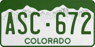 CO license plate ASC672