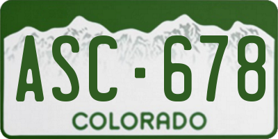 CO license plate ASC678