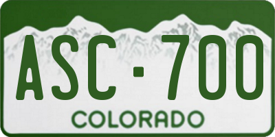 CO license plate ASC700