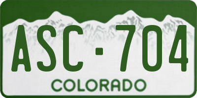 CO license plate ASC704