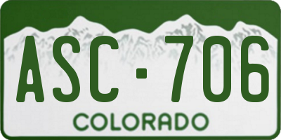 CO license plate ASC706