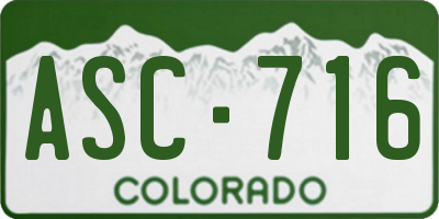 CO license plate ASC716